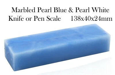 Epoxy Resin Marbled Pearl Blue & Pearl White or Pen Blank 138 x 40 x 24mm - image 1 of 4