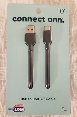 Onn. WIABLK100057871 USB to USB-C Cable, 10ft Black - Image 1 of 2