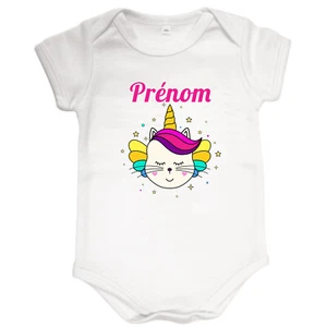 Baby bodysuit cat unicorn personalized with name ref 86 - Picture 1 of 1