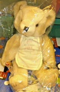JOINTED CREAM TEDDY BEAR W LONGABERGER CRISCO AMERICAN COOKIE CELEBRATION APRON - Picture 1 of 2