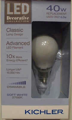 Kichler LED 40W/4W A15C Candelabra Base-Soft White 2700K-Dimmable-513753-Save 2+ - Image 1 of 2