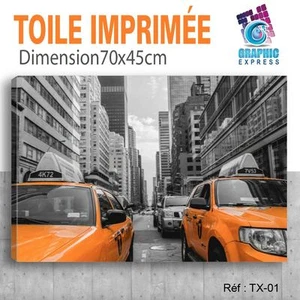 70x45cm - Tela Estampado Taxi New York - Cuadro Decoración Mural - TX-01 - Imagen 1 de 14