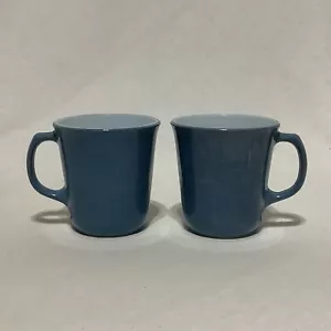 Vintage Pyrex Slate Blue Milk Glass 8 oz. D Handle Coffee Tea Cup Mug - Set of 2 - Picture 1 of 9