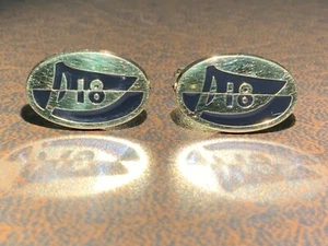 Vintage, Sterling Silver, Dunhill Cufflinks, Oval Shape, 18TH Hole Flag - Picture 1 of 9