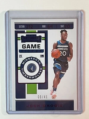 2019-20 CONTENDERS PURPLE SP #/49 JOSH OKOGIE MINNESOTA TIMBERWOLVES BASKETBALL - Image 1 of 2
