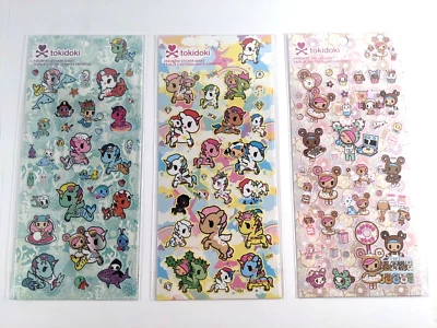 Tokidoki Sticker Sheets Donutella & Unicorno 4" by 9" Set of 3 BRAND NEW