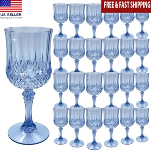Plastic Wine Goblets Set of 24 Vintage Drinking Glasses Party Supplies New - Picture 1 of 6