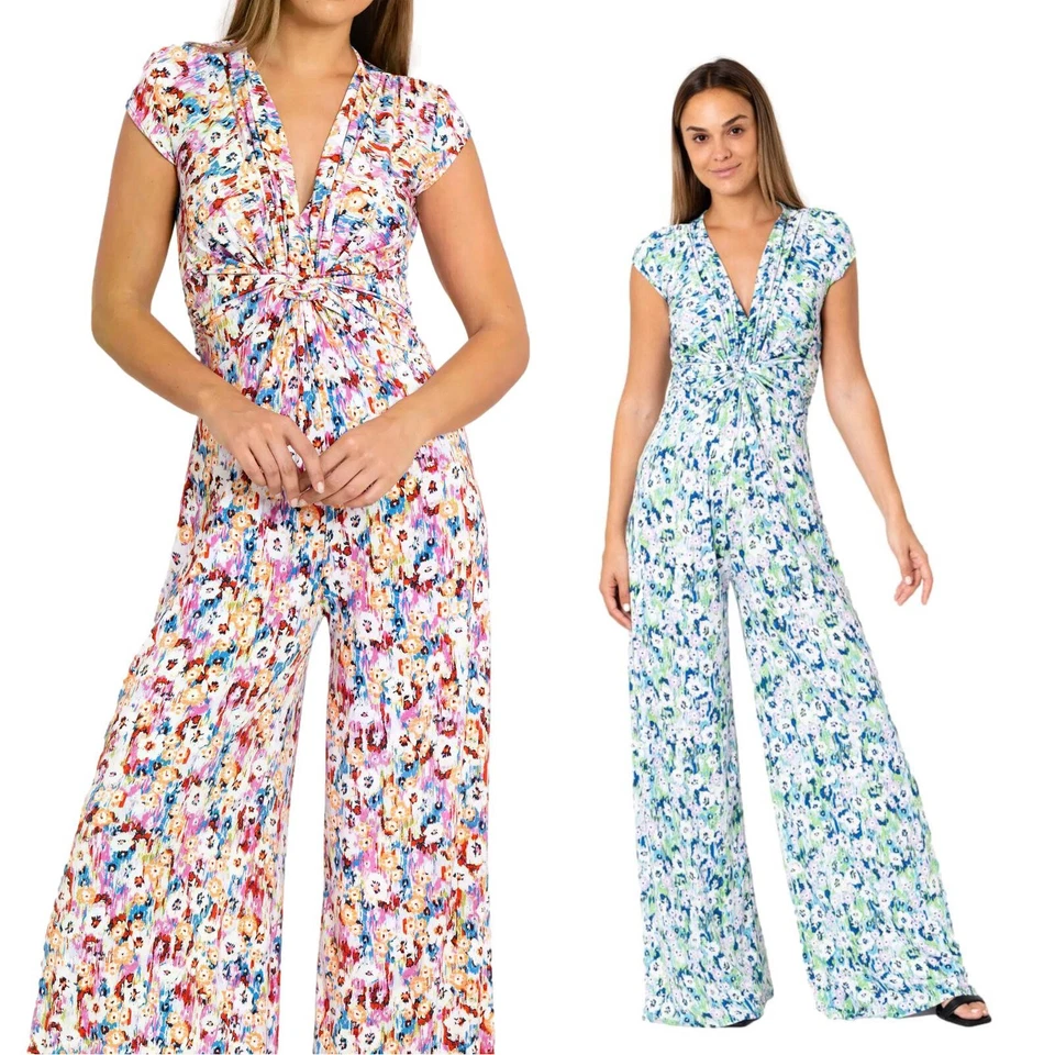 Mono Gebäude Floral De Manga Kurz Mit Cuello En V für Mujer APPST2 - Bild 1 von 1