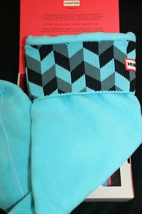 HUNTER Original SHORT blue AQUA Boot SOCKS Cardigan WELLIES for BOOTS LARGE L - Picture 1 of 1