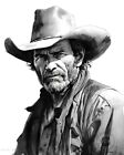 Cowboy Haggard de l'ouest du Texas, vieil ouest, vie occidentale giclée art imprimé 8x10