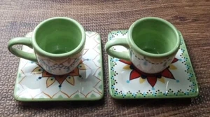 Catalina Vida de Eva Mendes para España 2 tazas de café espresso y placas inferiores cuadradas - Imagen 1 de 8