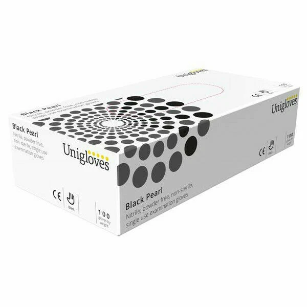 Unigloves Powder Free Disposable Gloves - Black Pearl, Pack of 100