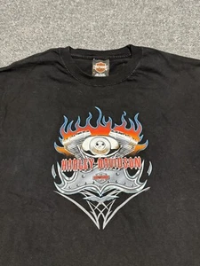 Vintage Harley Davidson Devil Mountain Pittsburg Shirt XL Biker Black Flames Y2K - Bild 1 von 6