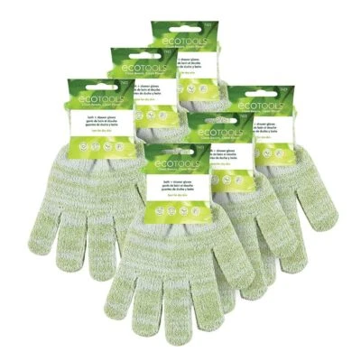 Guantes de ducha de baño EcoTools 6 pares exfoliantes veganos accesorios ecológicos Foto 1 de 4