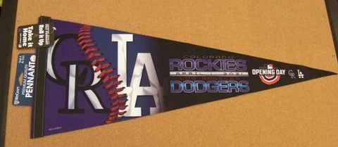 2021 Rockies Dodgers Opening Day premium pennant Colorado LA Los Angeles c38893 Cover