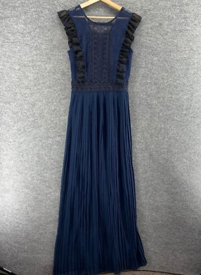 Nuevo Vestido Amelia Rosa Mujer 6 Azul Maxi Largo Sin Mangas Cremallera Cuello Redondo Forrado Foto 1 de 4