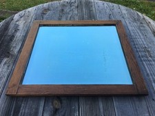 Vtg Oak ? American Chestnut ? Wood Plate Glass Beveled Mirror Antique Heavy 21"