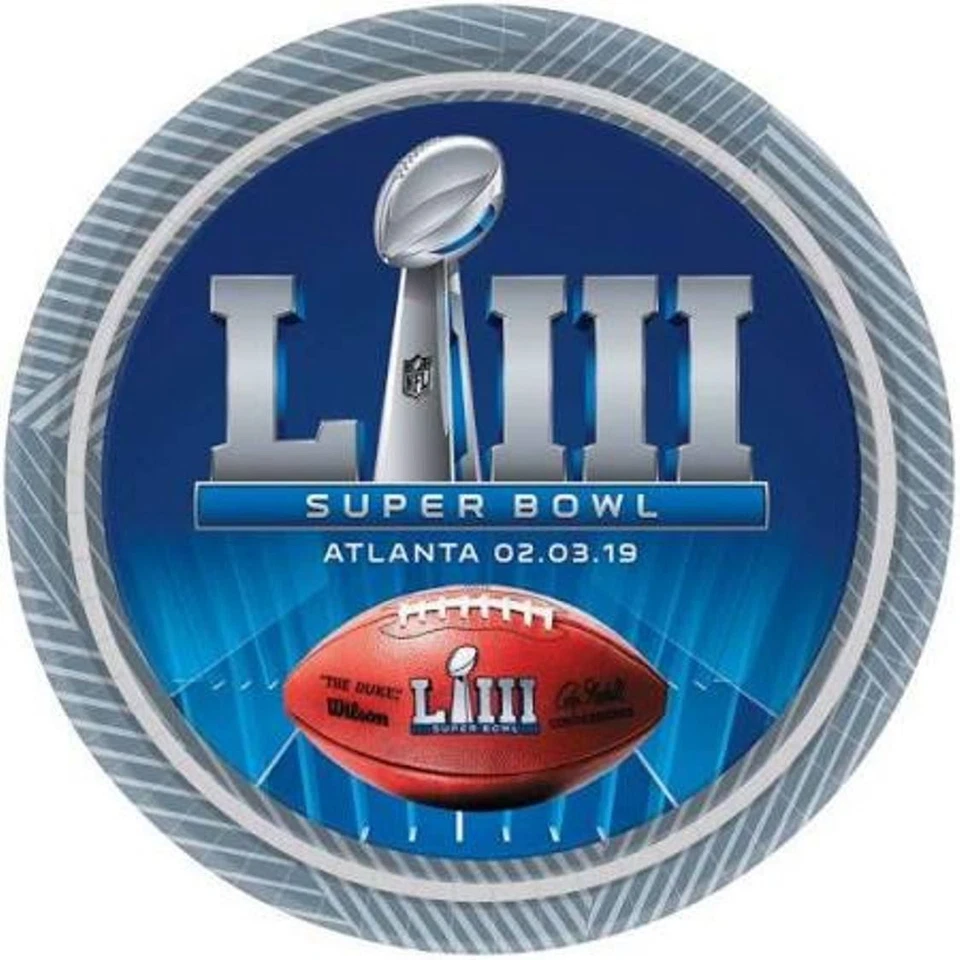 Super Bowl LIII 2019 Atlanta 8 quilates 9" platos de cena papel Superbowl 53 Foto 1 de 1