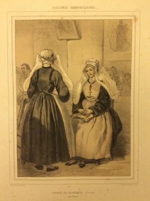 Femmes de Ploemeur, Morbihan , lithographie Lalaisse, Galerie Armoricaine - Photo 1/2
