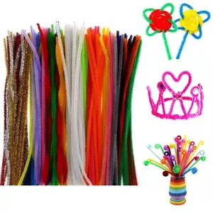 100 High Quality Pipe Cleaners Chenille Craft Stems Assorted Colours 30cm UK - Picture 1 of 22