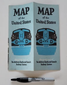 c1940 U.S. Map Showing Route of The Atchison, Topeka and Santa Fe Railway System - Picture 1 of 9