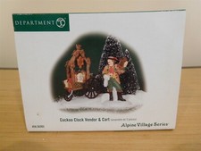 Dept 56 Alpine Accessory - Cuckoo Clock Vendor & Cart - Set of 2 - Nib