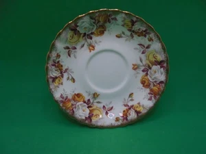 Royal Albert Bone China Untertasse Lenora Muster gelb & weiße Rosen - Bild 1 von 3
