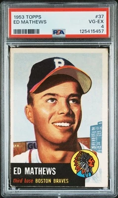 1953 Topps Ed Mathews Boston Braves cartão de beisebol # 37 classificação PSA 4 MUITO BOM ESTADO EX - Imagem 1 de 4