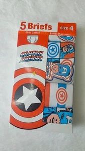 5-Pack CAPTAIN AMERICA Boys Size 4 Cotton Briefs Underwear • Assorted - Picture 1 of 4