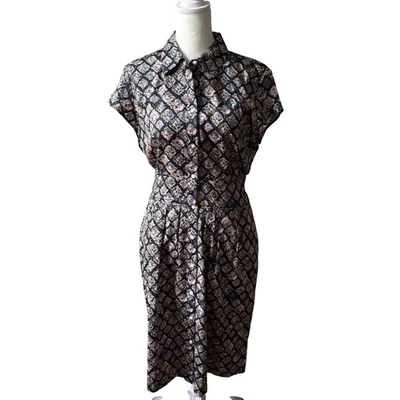 Vestido midi retro con cuello manga corta estampado floral Cottage Tea Party para mujer EE. UU. 8 Foto 1 de 4