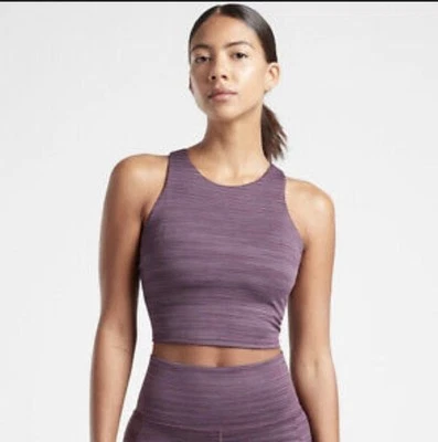 Sujetador deportivo sin mangas Athleta para mujer púrpura teñido espacial Conscious Powervita XS Foto 1 de 4