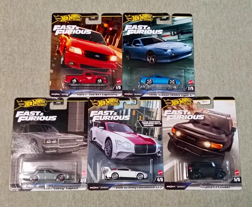 HOT WHEELS Premium Fast & Furious Set of 5 HNW46 JDM Nissan Ford Chevy Toyo NEW - image 1 of 1