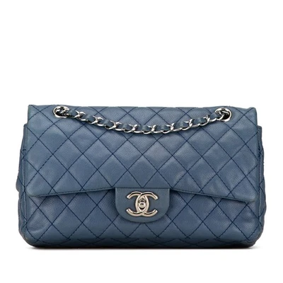 Chanel Autenticado Mediano Clásico Caviar Doble Solapa Azul Foto 1 de 4