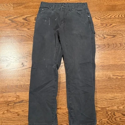 Pantalones de carpintero vintage Dickies de lona negros descoloridos 30/28 Foto 1 de 4