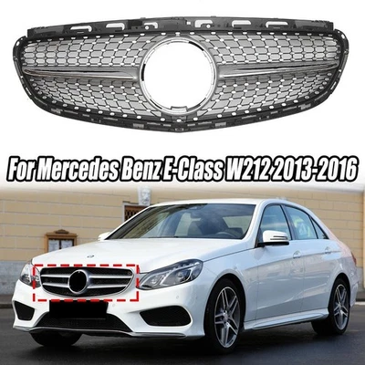 Parrilla de parachoques delantera cromada estilo diamante para Mercedes Benz Clase E W212 2013-2016 Foto 1 de 4