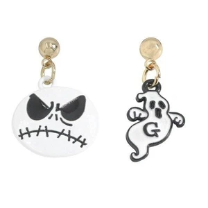 Halloween Mismatched Earrings - Jack Skellington and White "G" Ghost  - 0.88" L - Picture 1 of 5