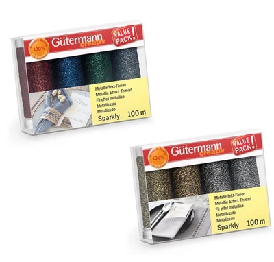 Gütermann Sparkly Metalleffektfaden Set 4 x 100 m - Deko Nähgarn  - Bild 1 von 4