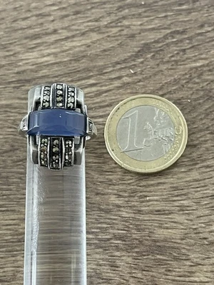 Ancienne bague en argent massif 925 Taille 53 poids 7 gr marcassite - Photo 1/4