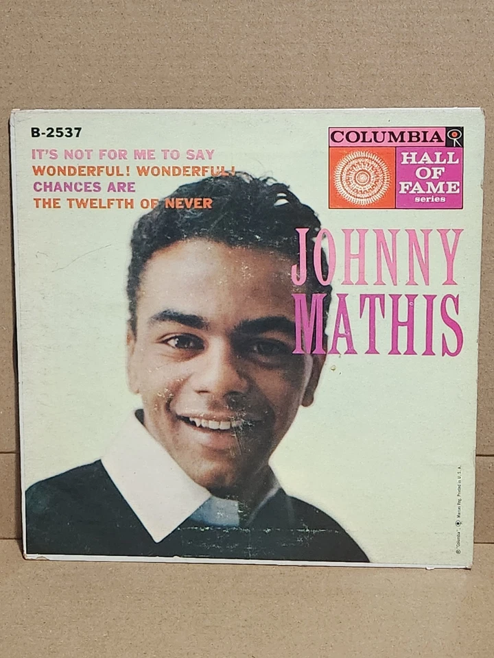 Johnny Mathis EP 7" 45 Columbia B-2537 VG+ Vintage Vinyl USA Crooner Classic - Image 1 of 1