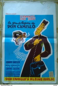 AFFICHE CINEMA FILM LA GRANDE BAGARRE DE DON CAMILLO FERNADEL 1955 BE BELGE - Photo 1/2