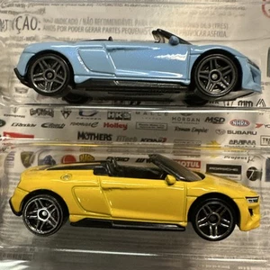 Juego de 2 Audi R8 Spyder 2019 amarillo y azul LT 2025 exclusivo Hot Wheels nuevo suelto - Imagen 1 de 8