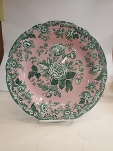 Spode British Flowers-Rosa Pink and Green 10.5 Inch Scalloped Edge Plate - Picture 1 of 11