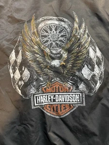 Harley Davidson Men’s 5XL Gray Jacket Checkered Flag Eagle Bomber #1 enzyme - Picture 1 of 10