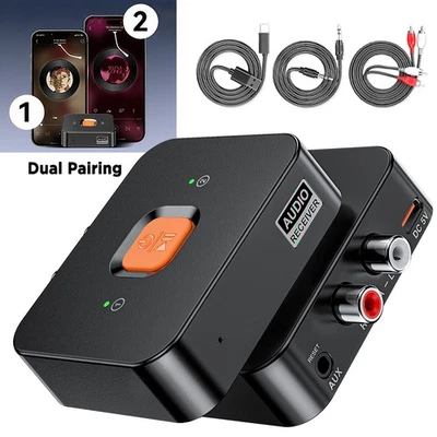 Bluetooth-Empfänger 3,5 mm AUX Cinch HiFi Stereo Audioempfänger Freisprechanruf - Bild 1 von 4