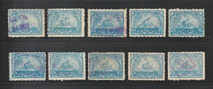 Scott # R163p, Used, 1¢ Documentary Battleship, 10 Different Hand-Stamped Cancel - Picture 1 of 2