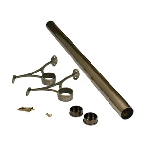 4' Bar Foot Rail Kit - Complete Undercounter Mount Hardware and Tubing, Antiq... - Picture 1 of 7