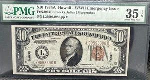 1934 A $10 Hawaii FRN WWII Fr#2303 PMG Choice Very Fine 35 EPQ - Picture 1 of 2