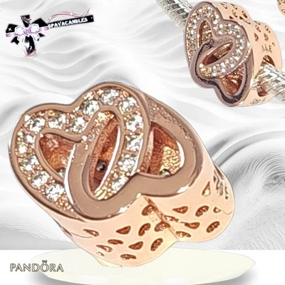 Corazones entrelazados de oro rosa Pandora cuentas circonita 781880CZ VENDEDOR DE EE. UU. Foto 1 de 4