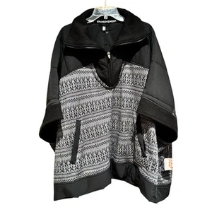 Free People Movement NWT Heritage Poncho Oversized Tribal Print Black/Grey - M - Picture 1 of 11