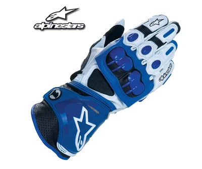 Alpinestars GP PRO Mens Leather Racing & Sport Motorcycle Race Gloves,Blue & Red